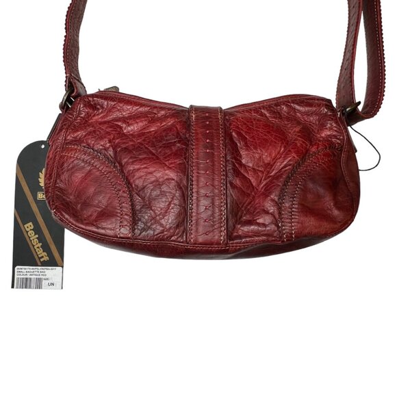 Authentic Belstaff Antique Red Leather Baguette Purse Shoulder Bag NWT - Picture 3 of 4